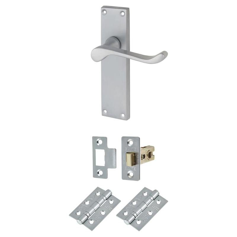 Touchpoint Victorian Scroll Latch Door Handle Kit – Satin Chrome