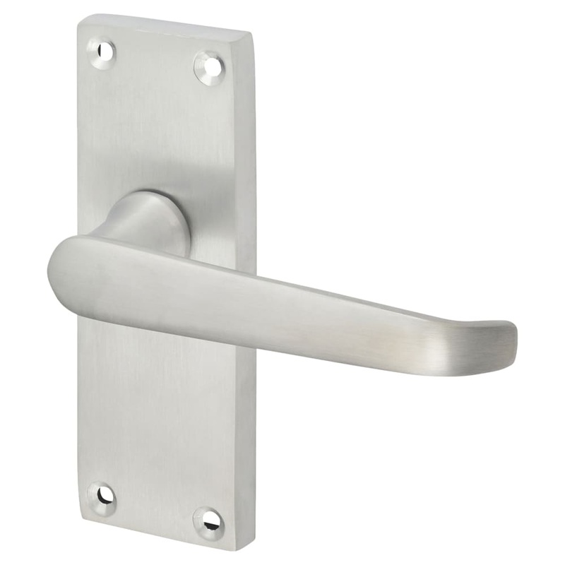 Touchpoint Victorian Straight Latch Door Handle – Short Plate – 118 x 42mm – Satin Chrome