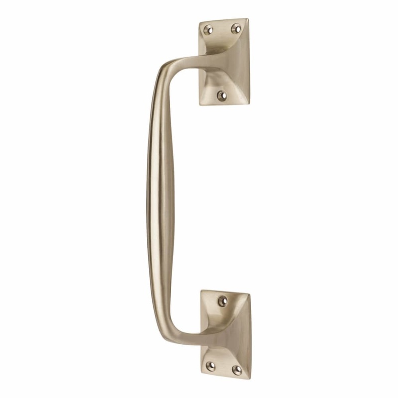 Traditional Heavy Cast Offset Door Pull Handle – Screw Fix – 250mm Centres – Satin Nickel