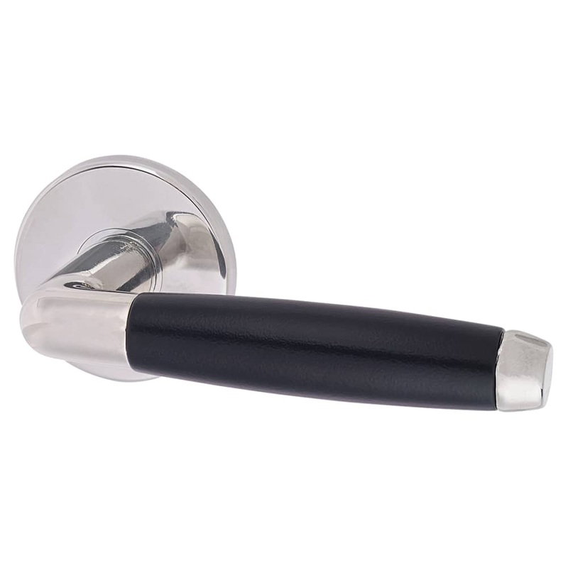Urfic Cambridge Door Handle on Rose – Polished Nickel/Matt Black