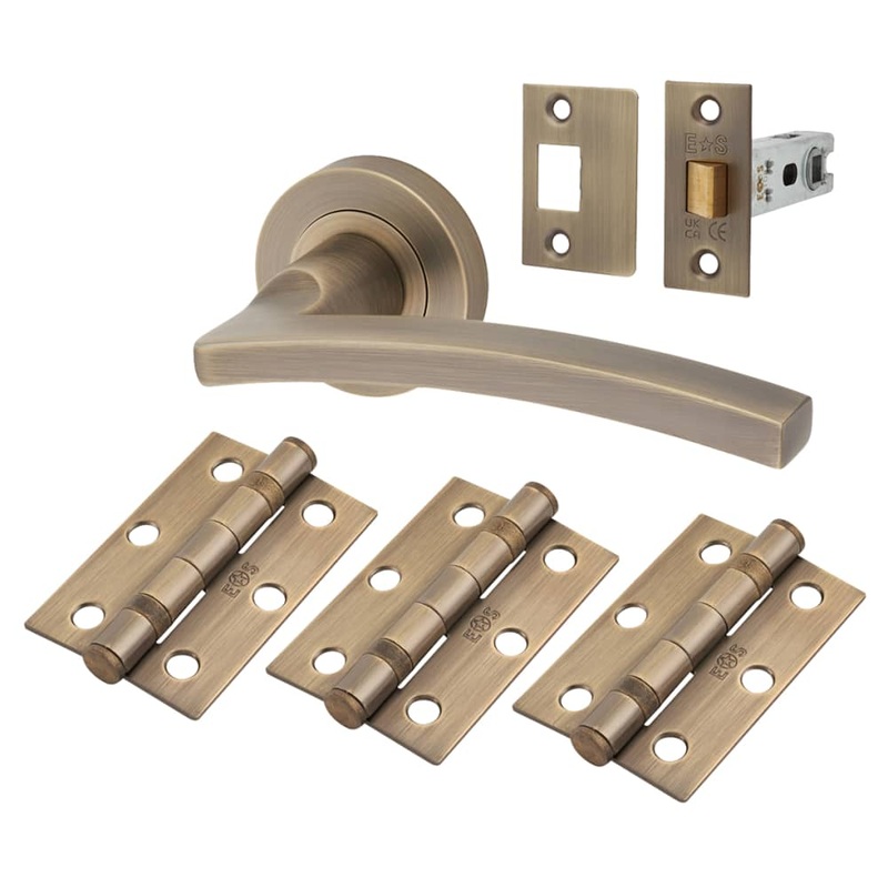 Serozzetta by Carlisle Brass Tavira Latch Door Handle on Rose Ultimate Door Kit – Antique Brass