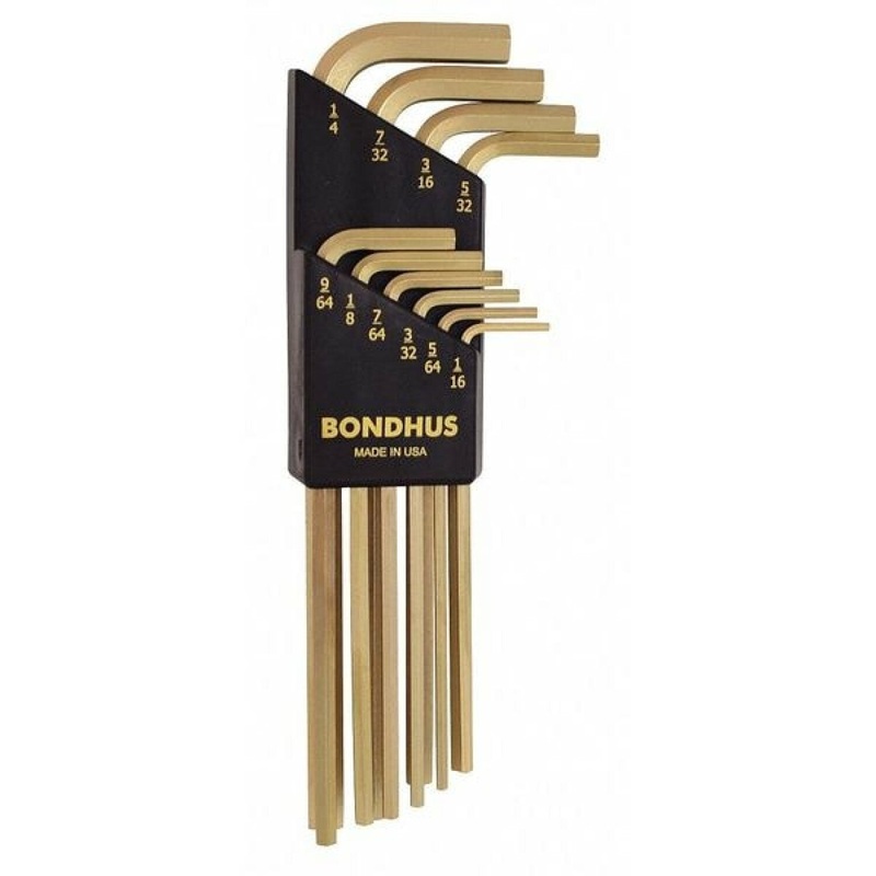 Bondhus 38138, Set 10 GoldGuard Plated Hex L-Wrenches 1/16 – 1/4 Inch