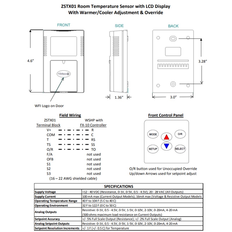 ZSTX01 – Waterfurnace – FX10 – Zone Temperature Sensor – Replaces TAXXA04