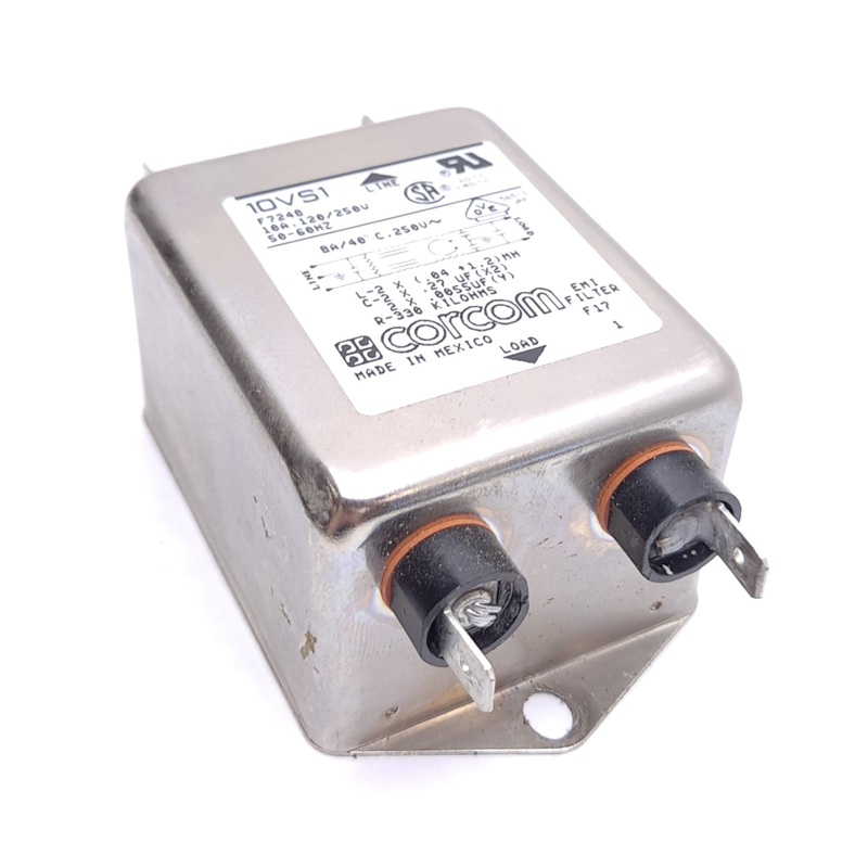 Used Corcom 10VS1 EMI/RFI Power Line Filter, 10A 120/250VAC, Spade Terminal
