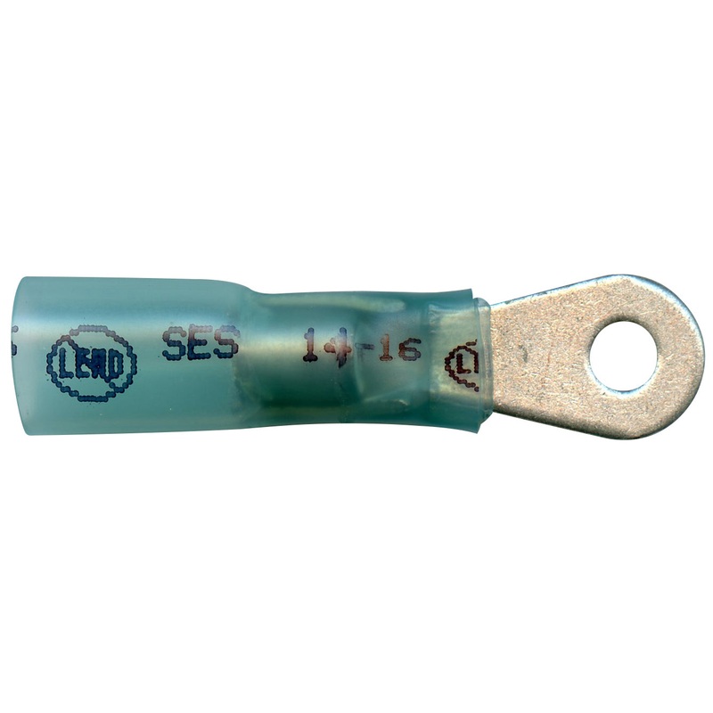 Elektralink Heat Shrink & Solder Blue Ring Terminal 16-14 Gauge #6 Stud – 10 to 500 Pack