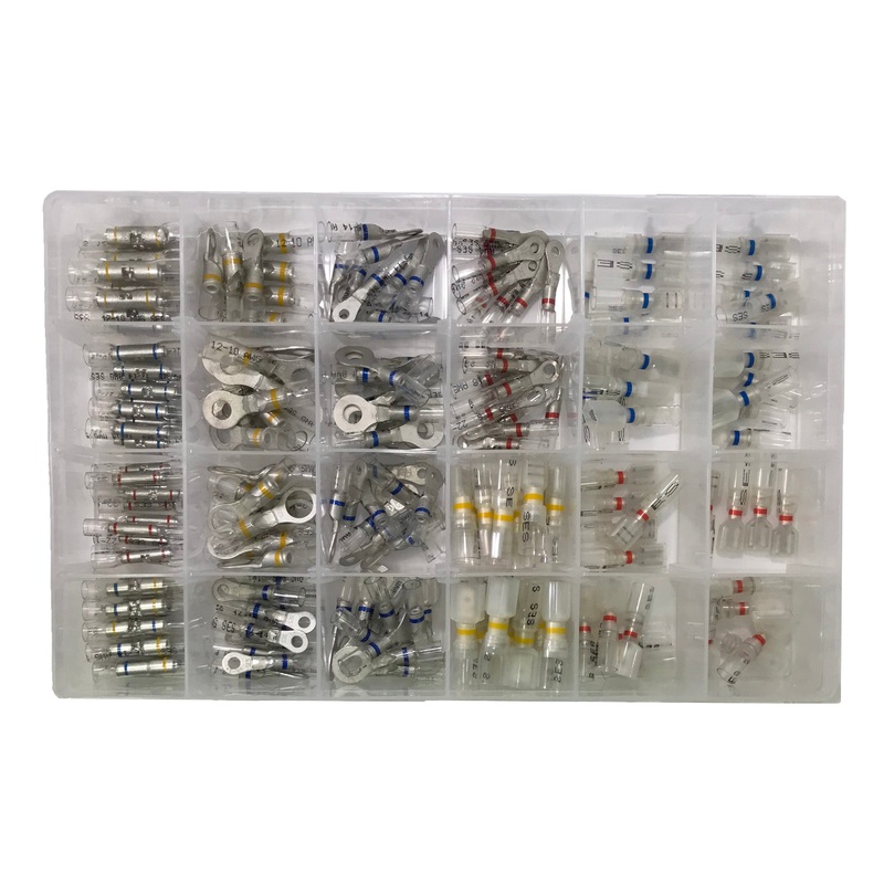 210 Piece Optiseal Clear Heat Shrink & Crimp Wire Terminal Connector Assortment Kit