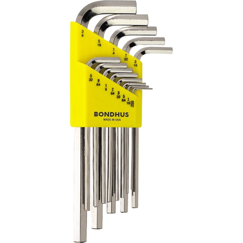 Bondhus 17195, Set 15 BriteGuard Plated Hex L-Wrenches Extra Long Length Sizes 1.27-10mm