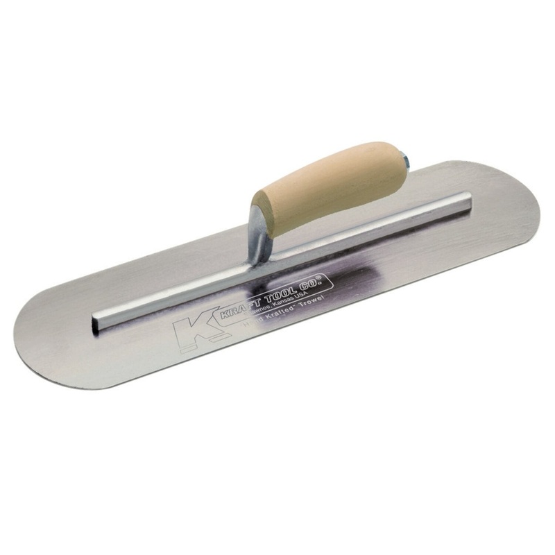 Kraft Tool CF451 20″ x 5″ Carbon Steel Pool Trowel with a Camel Back Wood Handle on a Long Shank