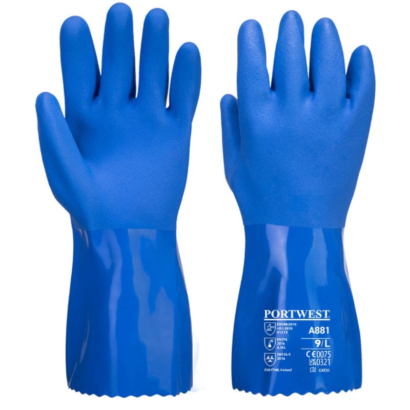 Portwest Marine Ultra PVC Chemical Gauntlet Blue A881