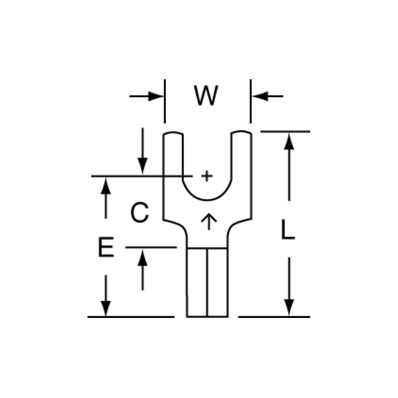 3M Non-Insulated Butted Seam Block Fork Terminal, BS-31-8