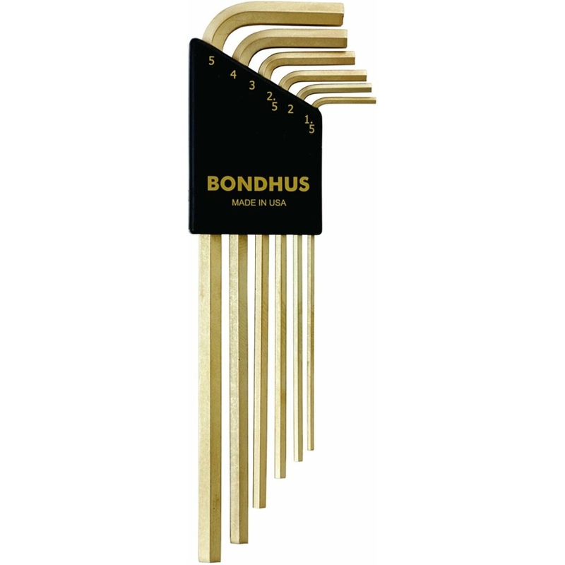 Bondhus 39146 Set of 6 Hex L-wrenches with GoldGuard Finish, Extra Long Length, Sizes 1.5-5mm