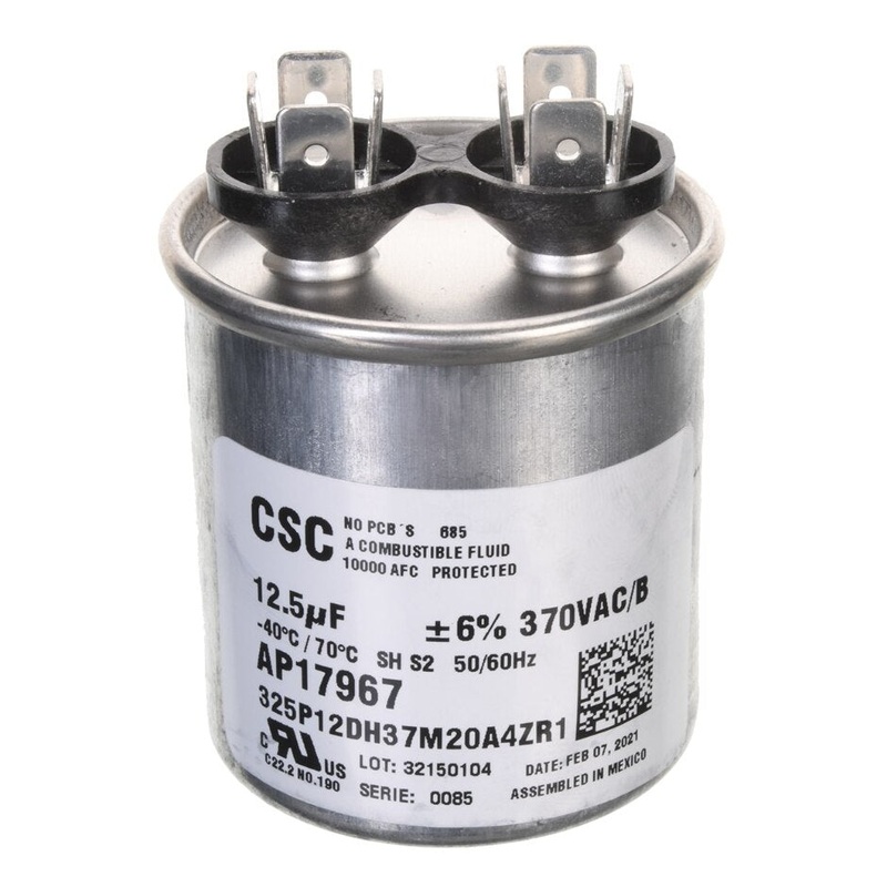 Rheem Capacitor – 12.5/370 Single Round AP17967