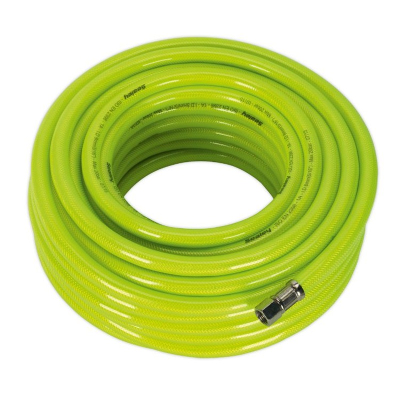 Sealey Air Hose 8mm x 20M, 1/4″BSP Unions High-Visibility