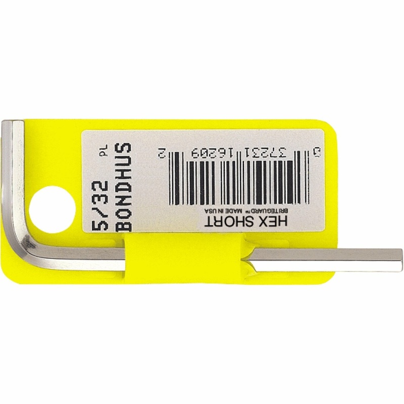 Bondhus 16211 7/32″ x 3″ Hex Tip Key L-Wrench with BriteGuard Finish, Tagged and Barcoded, Short Arm, 5 Pack