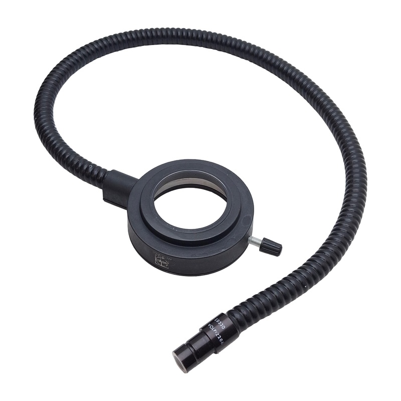 Used Volpi 10530 Fiber Optic Ring Light, 50mm ID, 15mm OD Input, 27.5in Cable