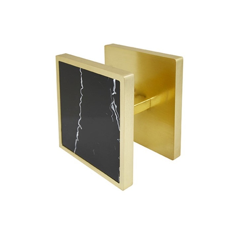 Brass Finish Square Plate Door Pulls with Black Stone – York Series