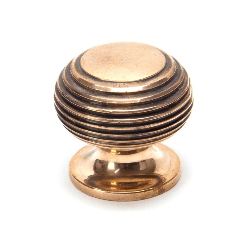 From The Anvil – Polished Bronze Beehive Cabinet Knob 30mm