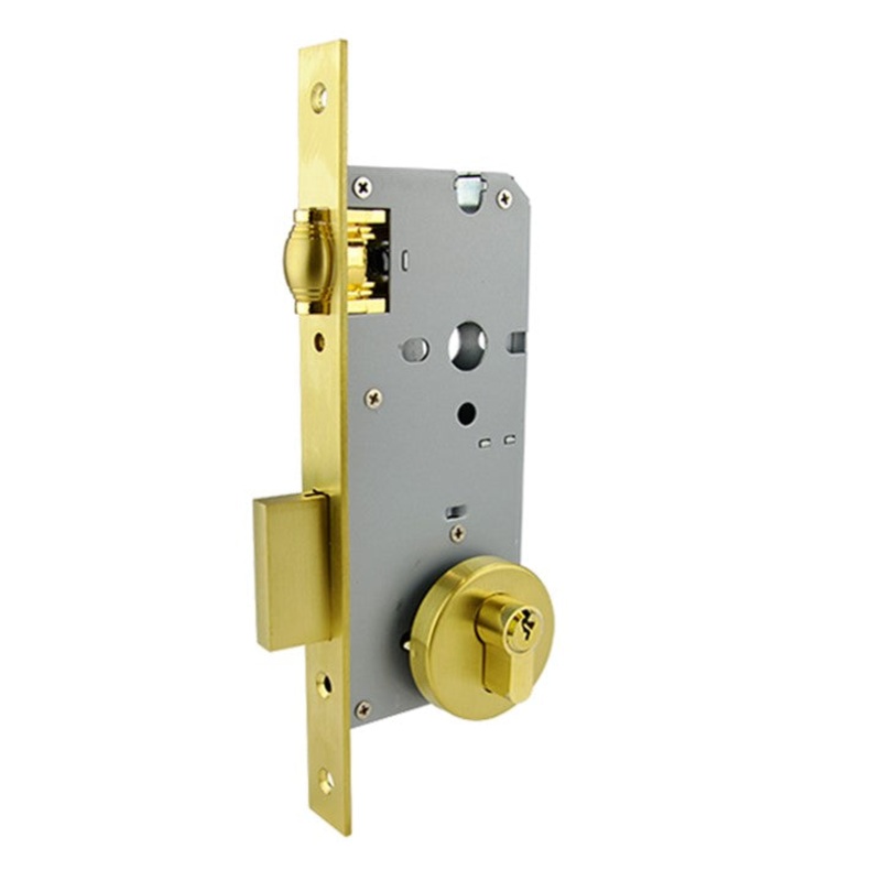 Heavy Duty Round Plated Roller Mortice Lock – Brass Finish