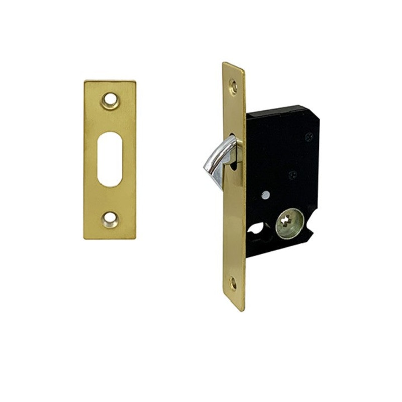Sliding Hook Lock with a Narrow Backset  – Brushed Gold