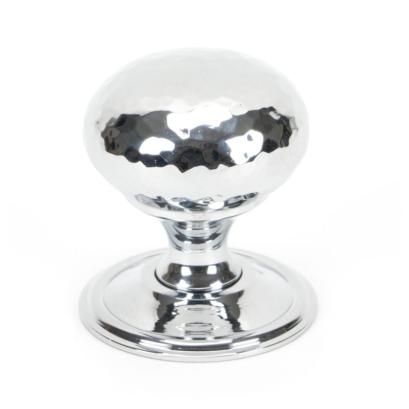 From The Anvil – Polished Chrome Hammered Mushroom Cabinet Knob 38mm