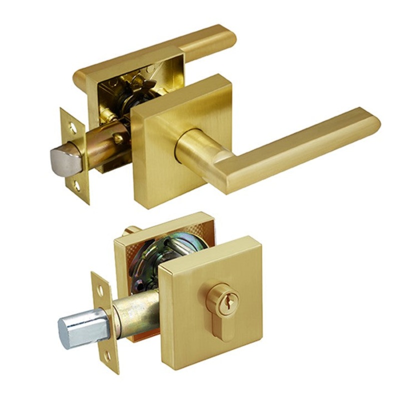 Hugh Series Entrance Handle Set – Brushed Gold