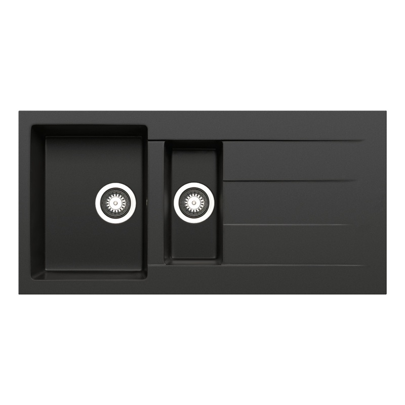 Pyragranite Kitchen Sink 1 & 1/2 Bowl Single Drainer – Matt Black