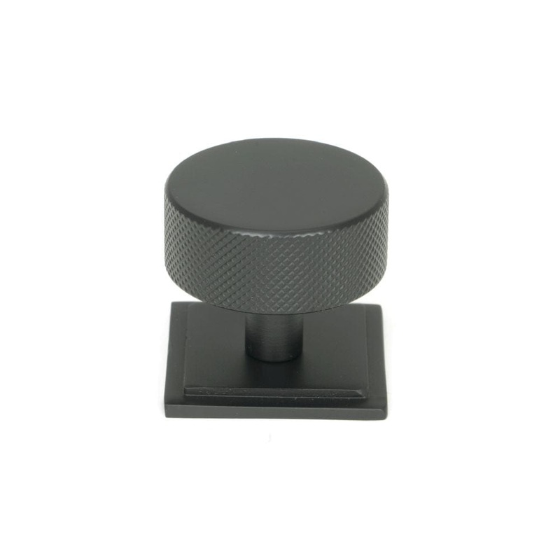 From The Anvil – Matt Black Brompton Cabinet Knob – 38mm (Square)