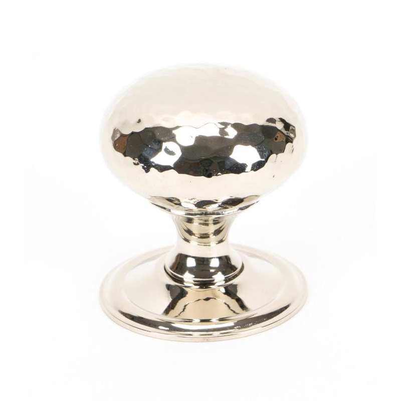 From The Anvil – Polished Nickel Hammered Mushroom Cabinet Knob 38mm