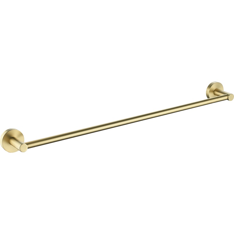 Round Single Towel Rail 600mm – Brushed Gold