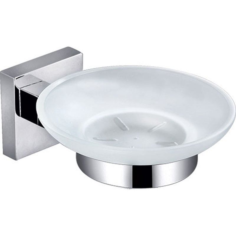 Square Glass Soap Dish – Chrome