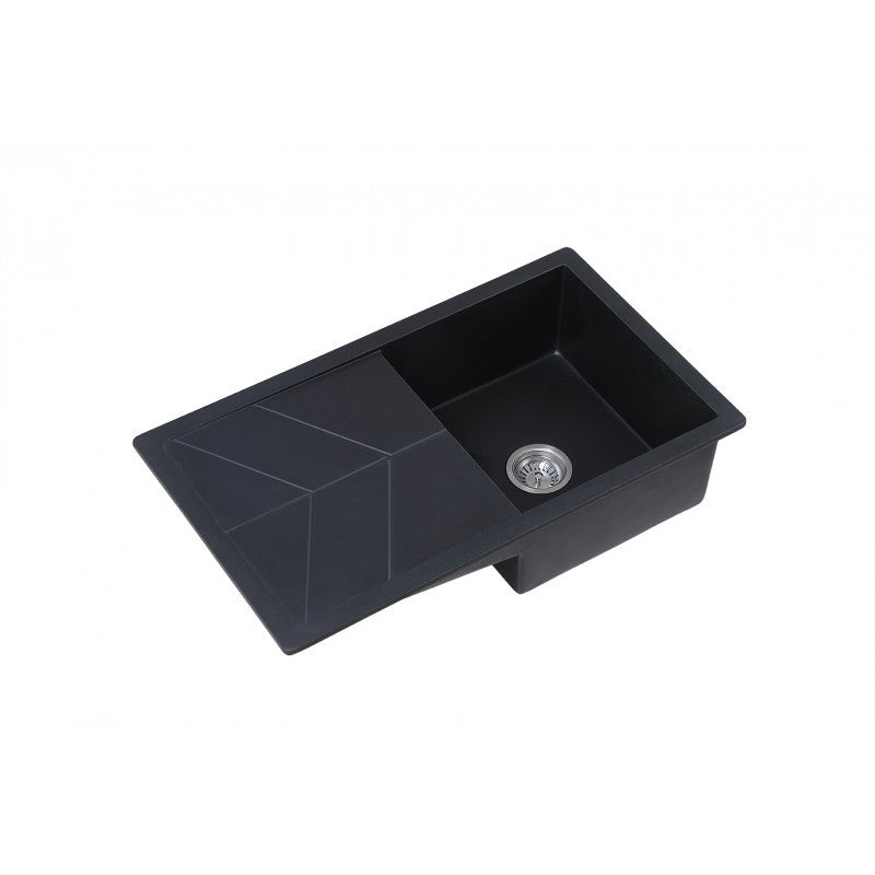 Pyragranite Kitchen Sink Single Bowl Single Drainer – Matt Black