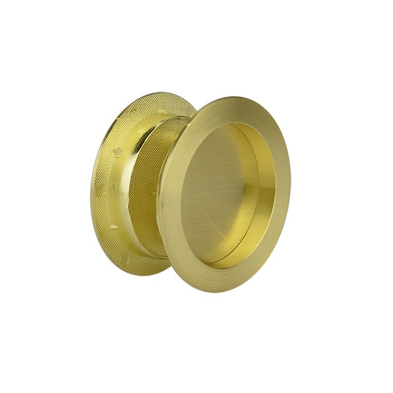 75mm Round Sliding Flush Pulls (Pair) – Brushed Gold