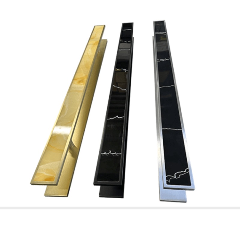 Black Stone Faced 1200mm Door Pulls – Brushed Gold