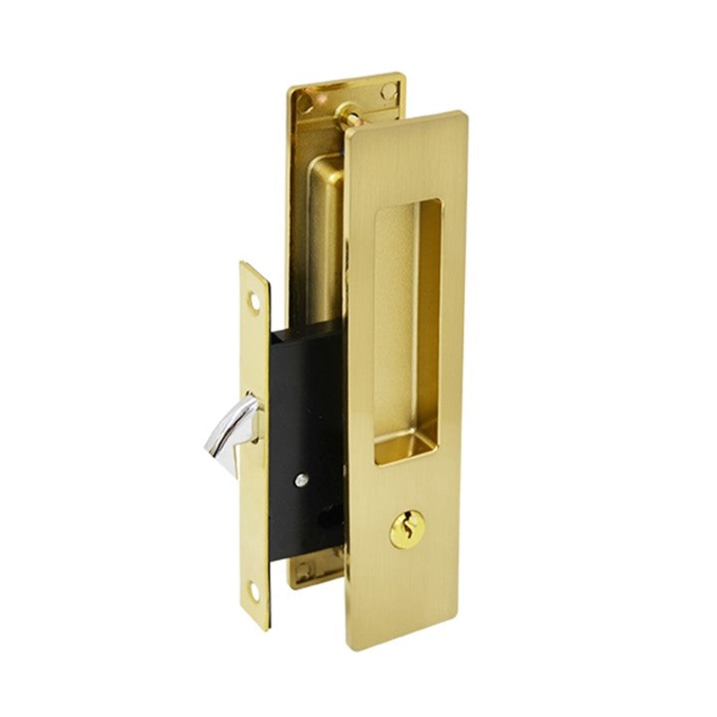 Brushed Gold Finish Sliding Door Key Lock Set – Coomera Series