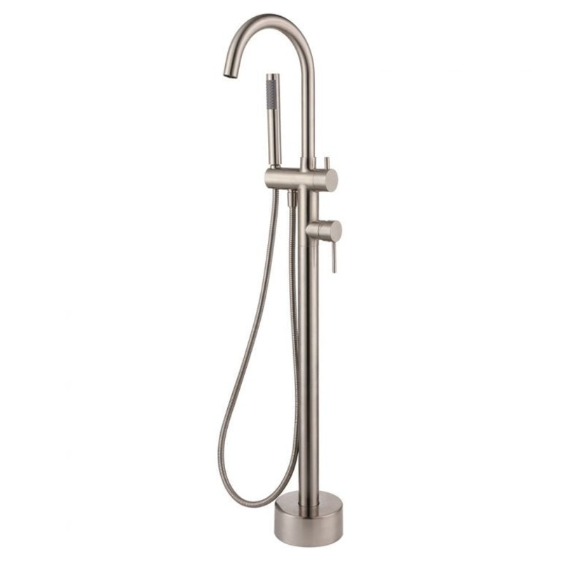 Coral Free Standing Floor Mixer Bath Spout & Hand Held Shower Combo – Brushed Nickel