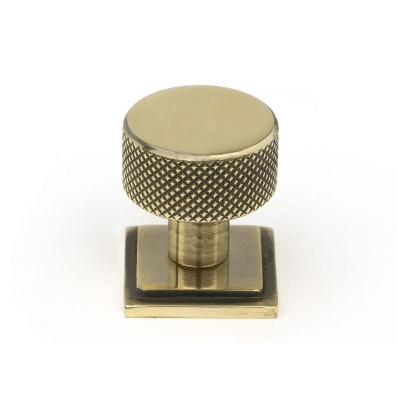 From The Anvil – Aged Brass Brompton Cabinet Knob – 25mm (Square)