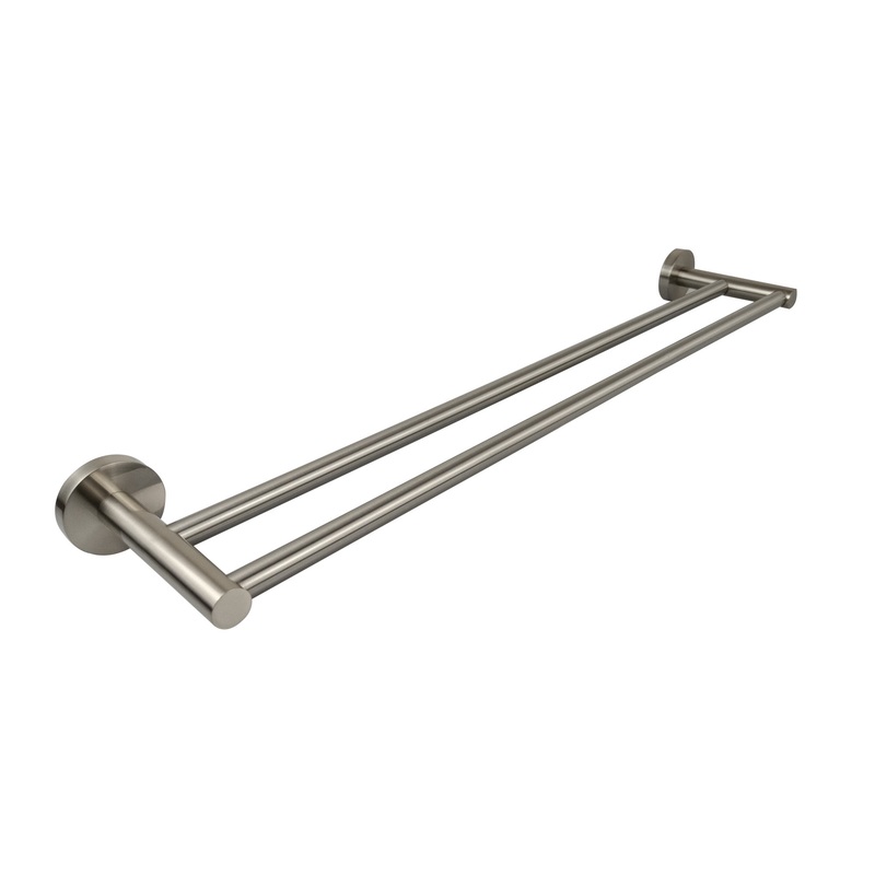 Round Double Towel Rail 750mm – Brushed Nickel