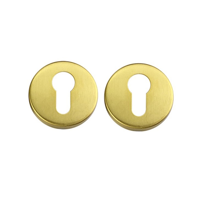 Round Euro Cylinder Escutcheon Plate –  Brushed Gold Finish