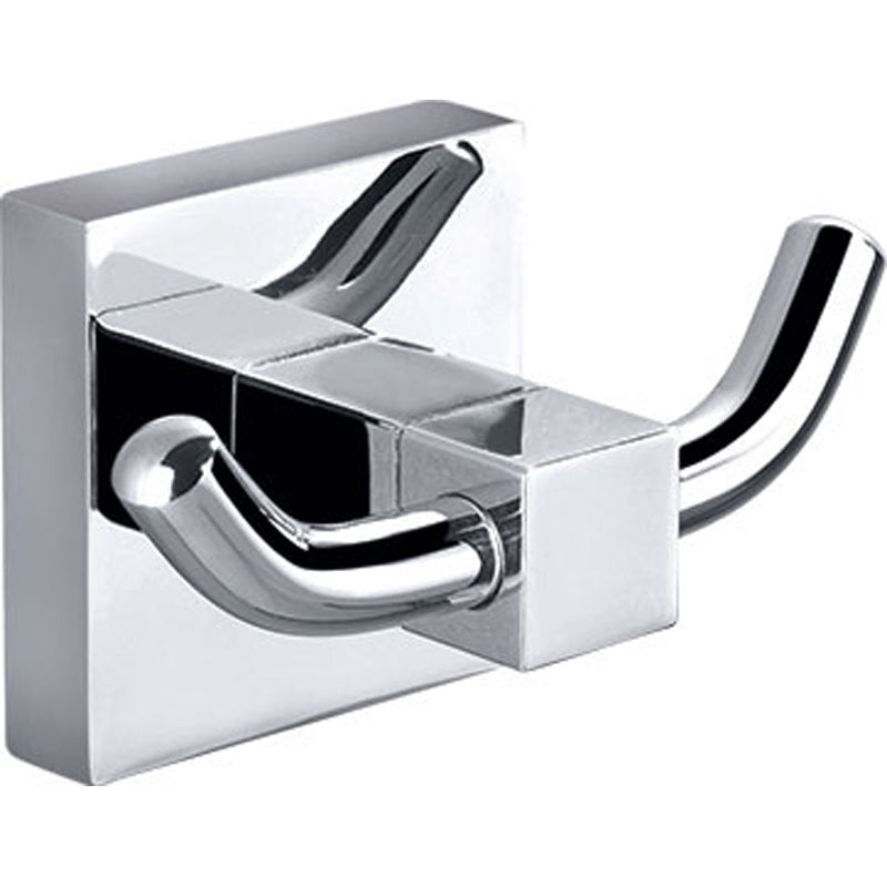 Square Double Robe Hook – Chrome