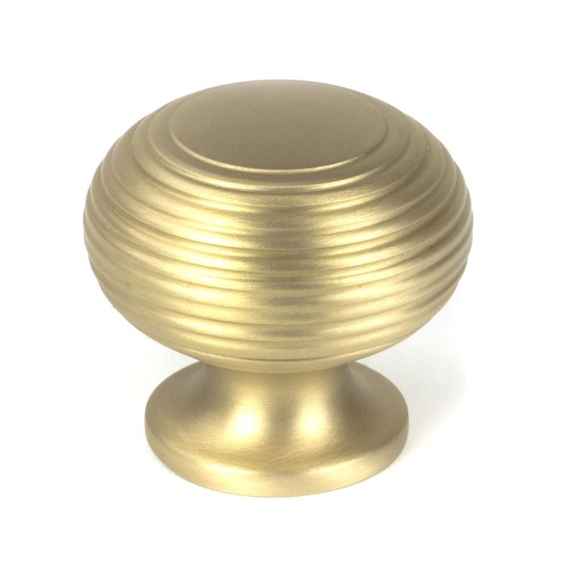 From The Anvil – Satin Brass Beehive Cabinet Knob 40mm