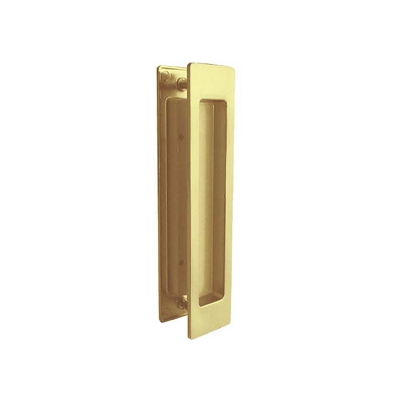Rectangular Brushed Gold Sliding Flush Pulls (Pair) – 180mm x 38mm