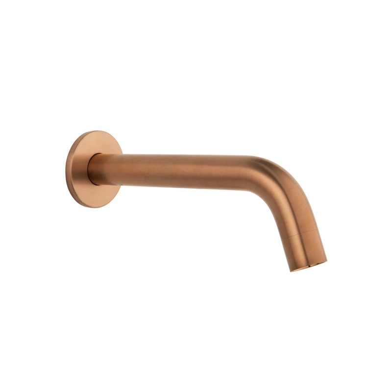Cobre Curved Wall Spout – Brushed Copper