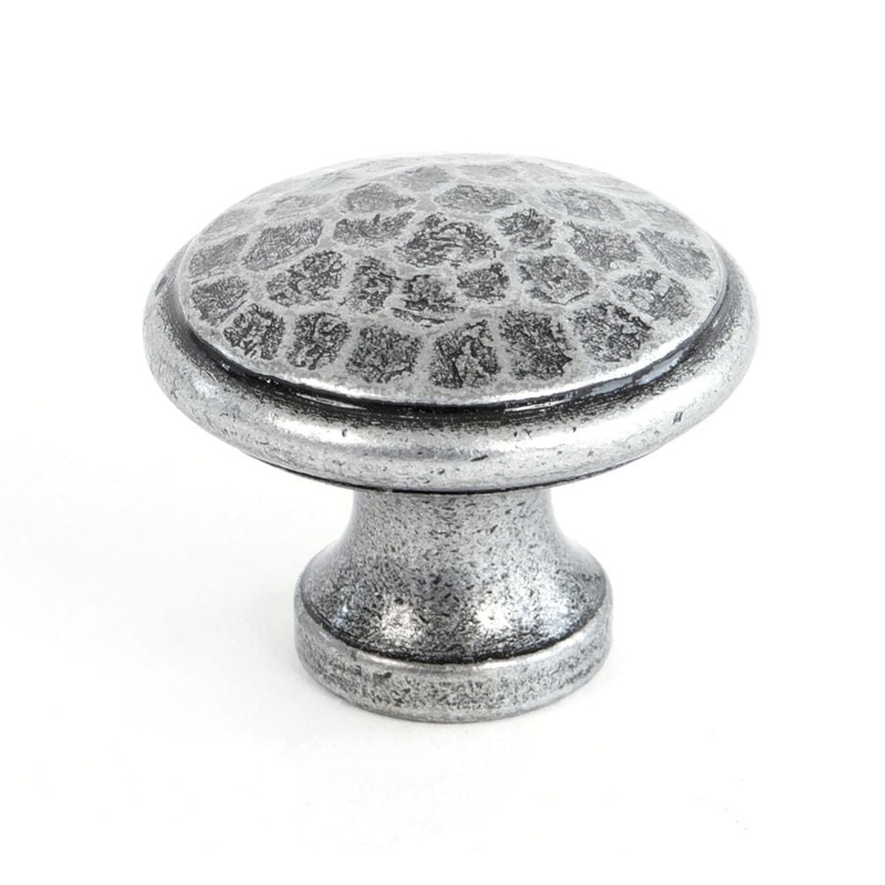 From The Anvil – Pewter Hammered Cabinet Knob – Medium