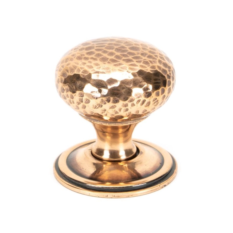 From The Anvil – Polished Bronze Hammered Mushroom Cabinet Knob 38mm