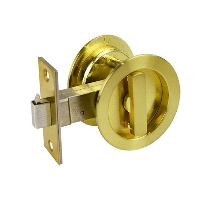 Brushed Gold Finish Sliding Round Handle Privacy Set – Maxwell Series