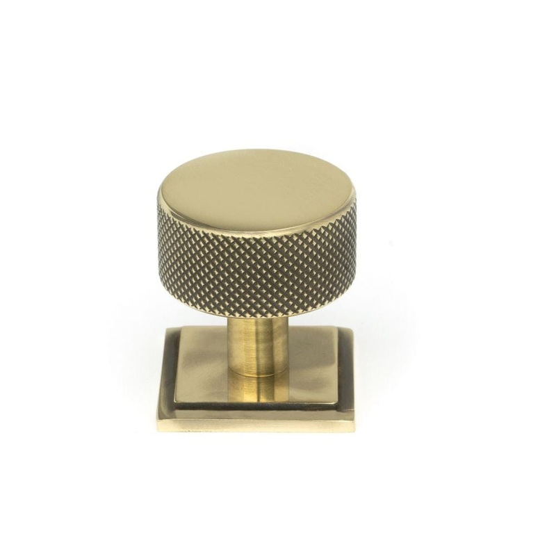 From The Anvil – Aged Brass Brompton Cabinet Knob – 32mm (Square)