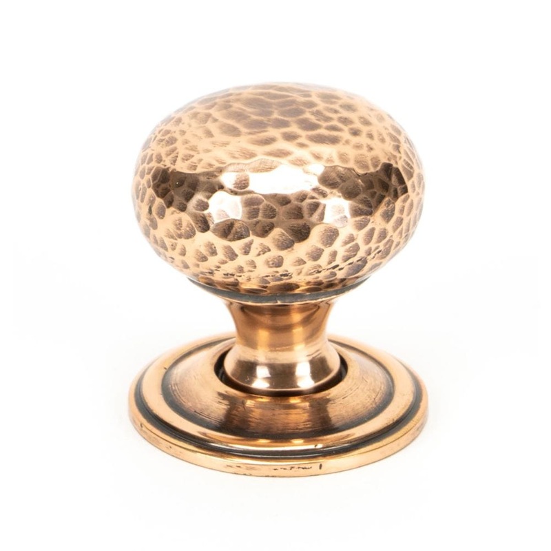 From The Anvil – Polished Bronze Hammered Mushroom Cabinet Knob 32mm