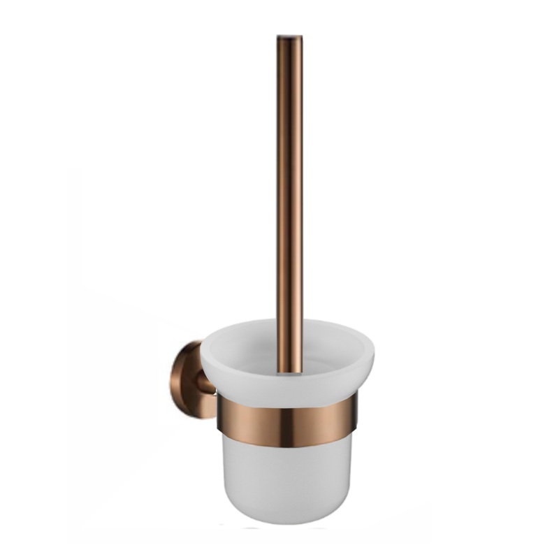 Round Toilet Brush Holder – Brushed Copper