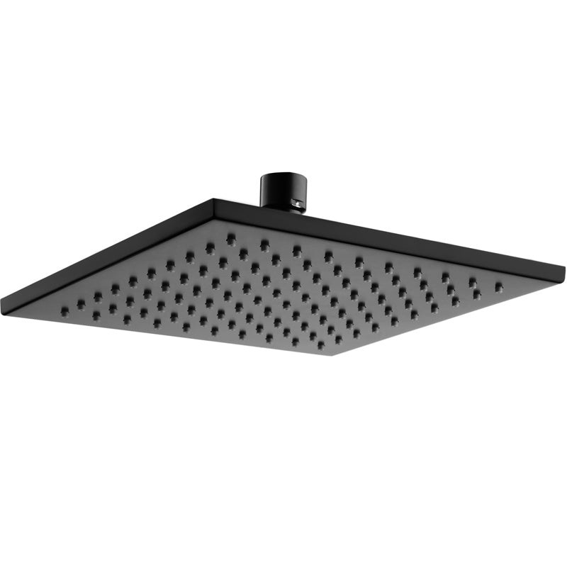 Square Solid Brass Shower Head 200mm – Matt Black