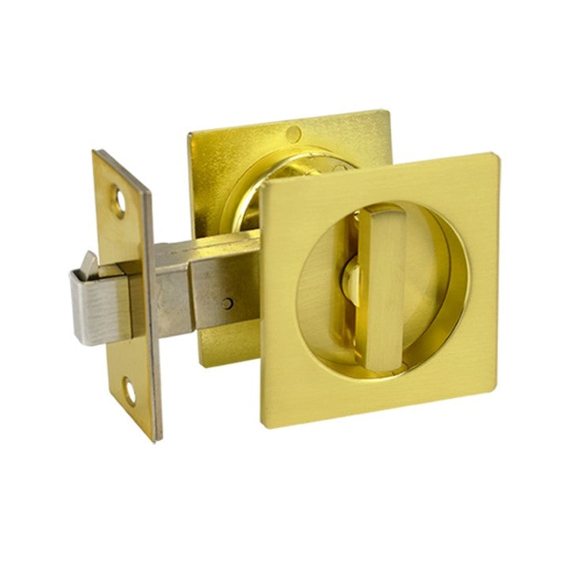 Brushed Gold Finish Sliding Square Handle Privacy Set – Maxwell Series